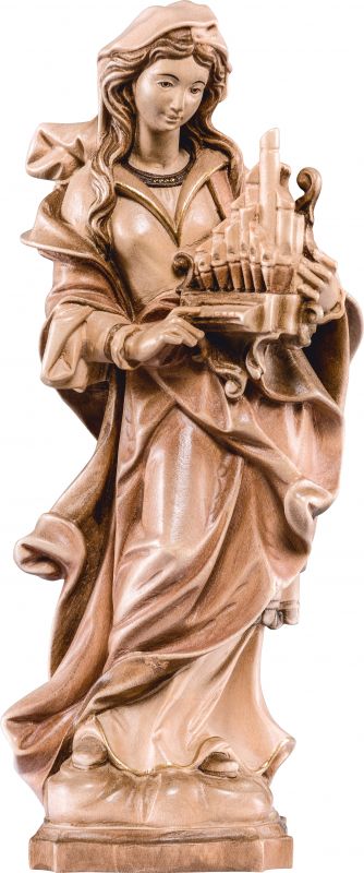 san cecilia - demetz - deur - statua in legno dipinta a mano. altezza pari a 20 cm.