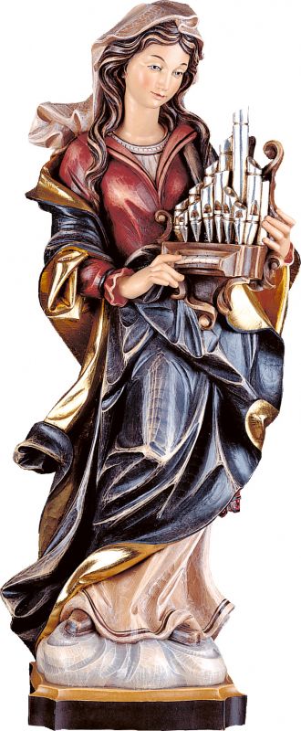 san cecilia - demetz - deur - statua in legno dipinta a mano. altezza pari a 30 cm.
