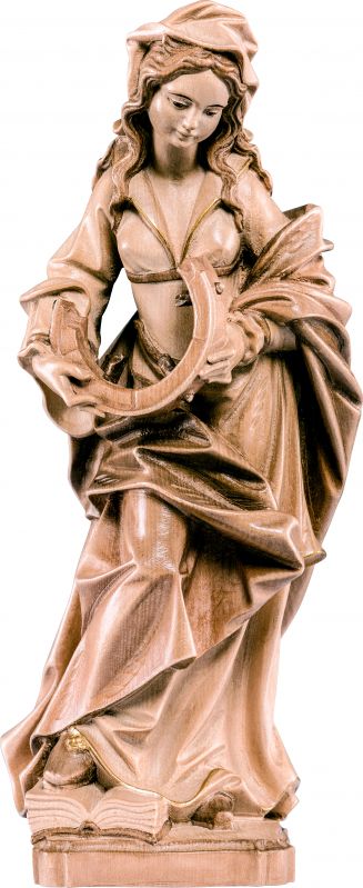 statua santa caterina - demetz - deur - statua in legno dipinta a mano. altezza pari a 15 cm.