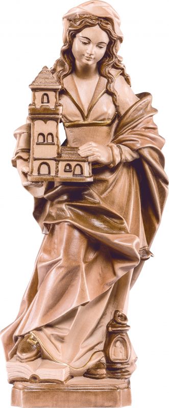 statua santa barbara - demetz - deur - statua in legno dipinta a mano. altezza pari a 30 cm.