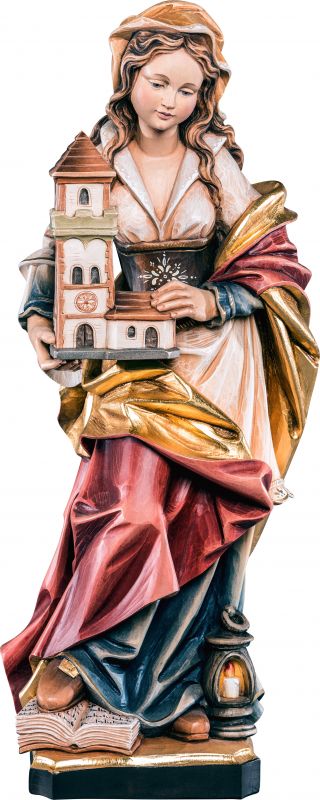 statua santa barbara - demetz - deur - statua in legno dipinta a mano. altezza pari a 40 cm.
