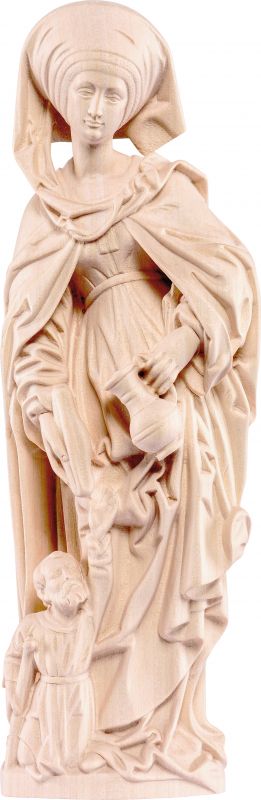 statua santa elisabetta con mendicante - demetz - deur - statua in legno dipinta a mano. altezza pari a 20 cm.