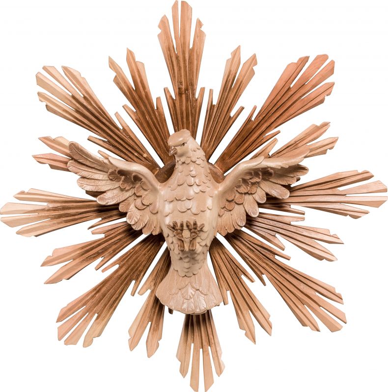spirito santo con raggi - demetz - deur - statua in legno dipinta a mano. altezza pari a 48 cm.