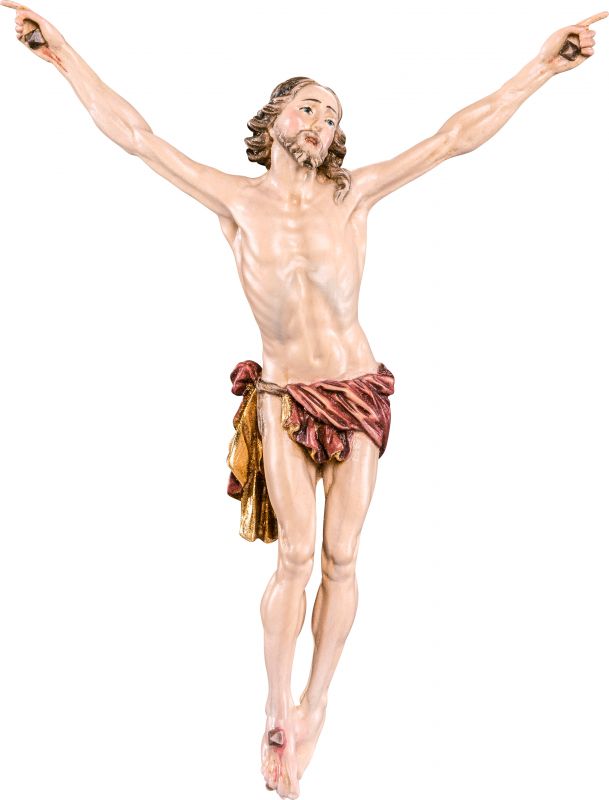 crocifisso cristo della passione - demetz - deur - statua in legno dipinta a mano. altezza pari a 42 cm.