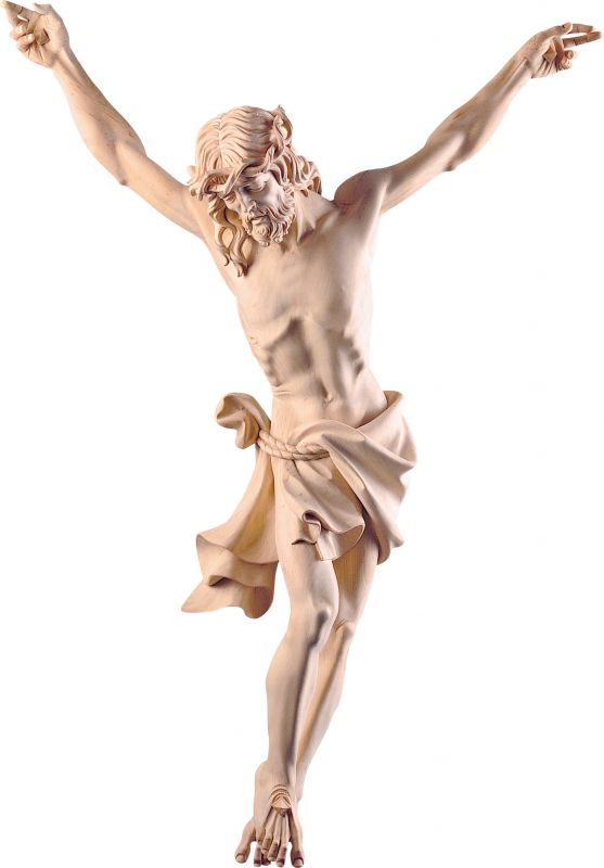 crocifisso cristo delle alpi tiglio - demetz - deur - statua in legno dipinta a mano. altezza pari a 35 cm.