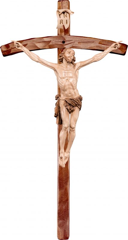 crocifisso cristo della passione con croce - demetz - deur - statua in legno dipinta a mano. altezza pari a 7 cm.