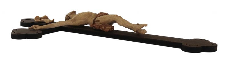 crocifisso cristo della passione con croce - demetz - deur - statua in legno dipinta a mano. altezza pari a 7 cm.