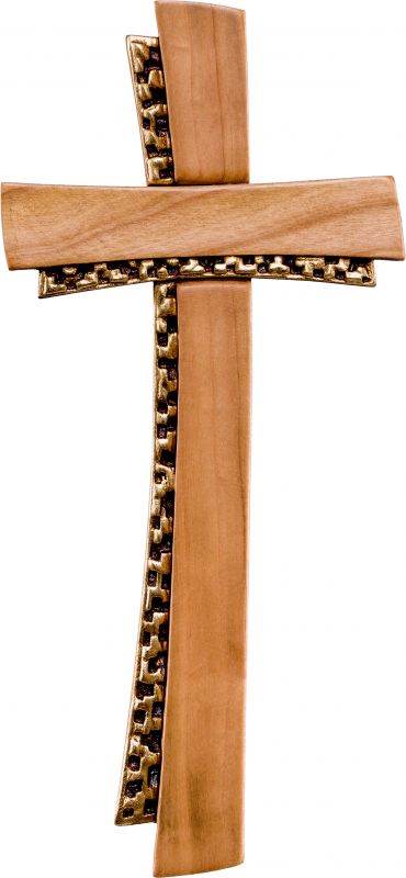 crocifisso croce deco ciliegio - demetz - deur - croce in legno dipinta a mano. altezza pari a 38 cm.