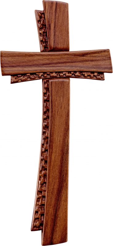 crocifisso croce deco noce - demetz - deur - croce in legno dipinta a mano. altezza pari a 19 cm.