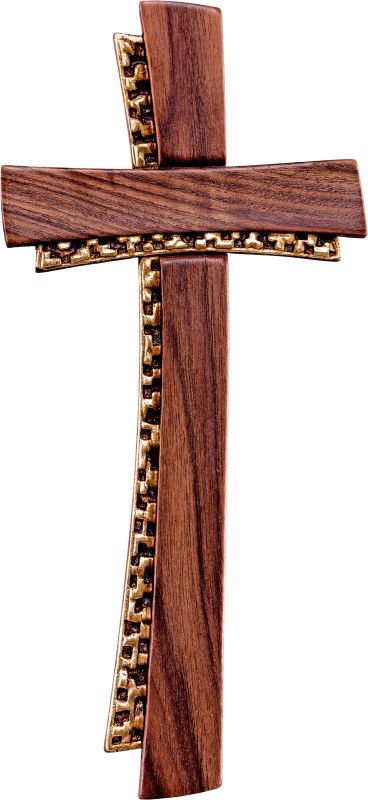 crocifisso croce deco noce - demetz - deur - croce in legno dipinta a mano. altezza pari a 14 cm.