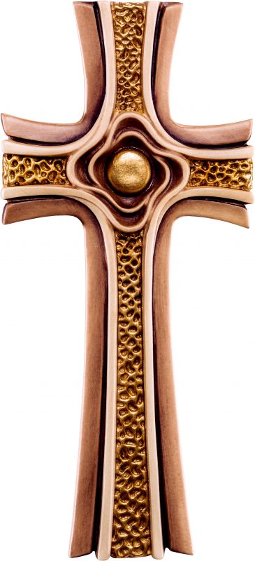 crocifisso croce delle rose - demetz - deur - statua in legno dipinta a mano. altezza pari a 26 cm.