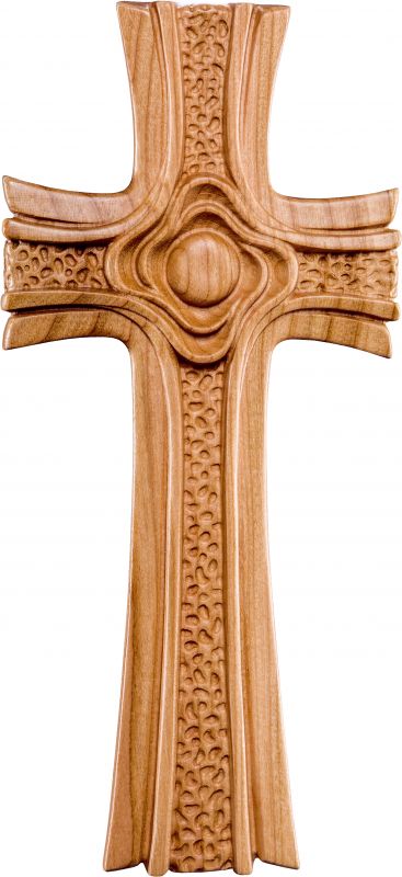 crocifisso croce delle rose ciliegio - demetz - deur - statua in legno dipinta a mano. altezza pari a 35 cm.