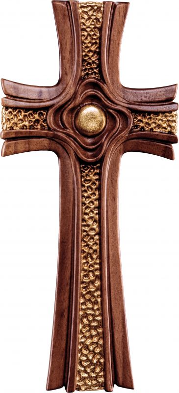 crocifisso croce delle rose noce - demetz - deur - statua in legno dipinta a mano. altezza pari a 26 cm.