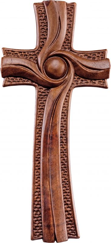 crocifisso croce della luce noce - demetz - deur - croce in legno dipinta a mano. altezza pari a 17 cm.