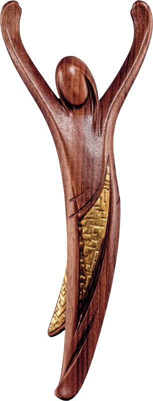 crocifisso cristo della gioventù noce - demetz - deur - statua in legno dipinta a mano. altezza pari a 20 cm.