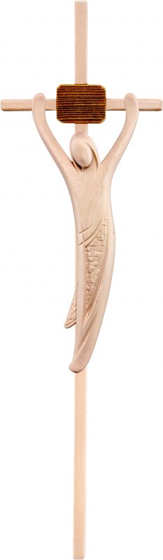 crocifisso cristo della gioventù con croce - demetz - deur - statua in legno dipinta a mano. altezza pari a 15 cm.