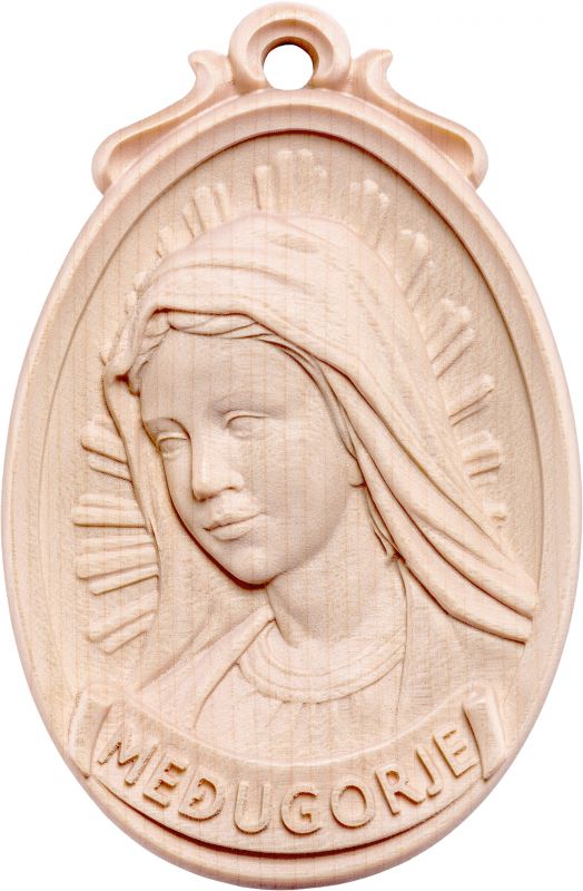 medaglione busto medjugorje - demetz - deur - statua in legno dipinta a mano. altezza pari a 6 cm.