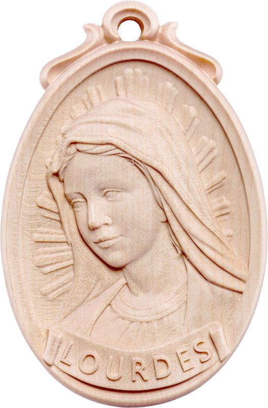 medaglione busto lourdes - demetz - deur - statua in legno dipinta a mano. altezza pari a 9 cm.