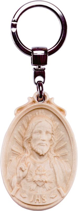 portachiavi sacro cuore di gesù - demetz - deur - statua in legno dipinta a mano. altezza pari a 6 cm.