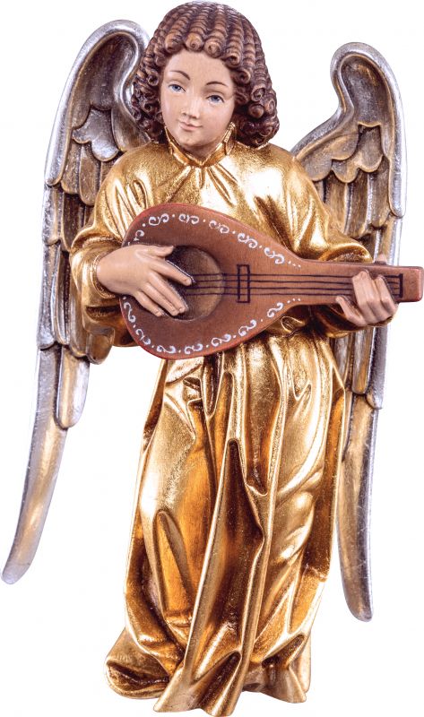 angelo pacher con mandolino - demetz - deur - statua in legno dipinta a mano. altezza pari a 17 cm.