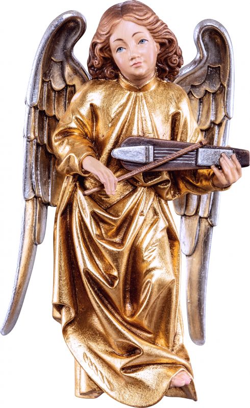 angelo pacher con violino - demetz - deur - statua in legno dipinta a mano. altezza pari a 17 cm.