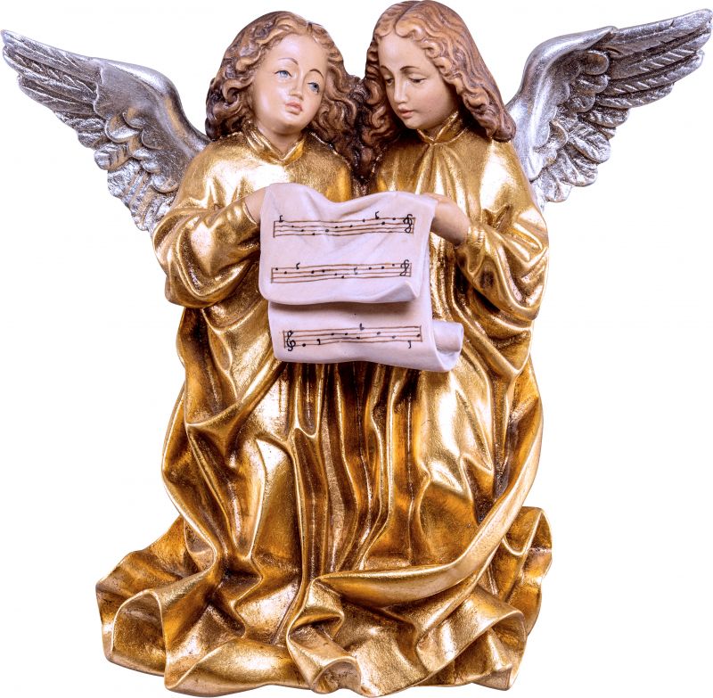 gruppo angeli pacher - demetz - deur - statua in legno dipinta a mano. altezza pari a 24 cm.