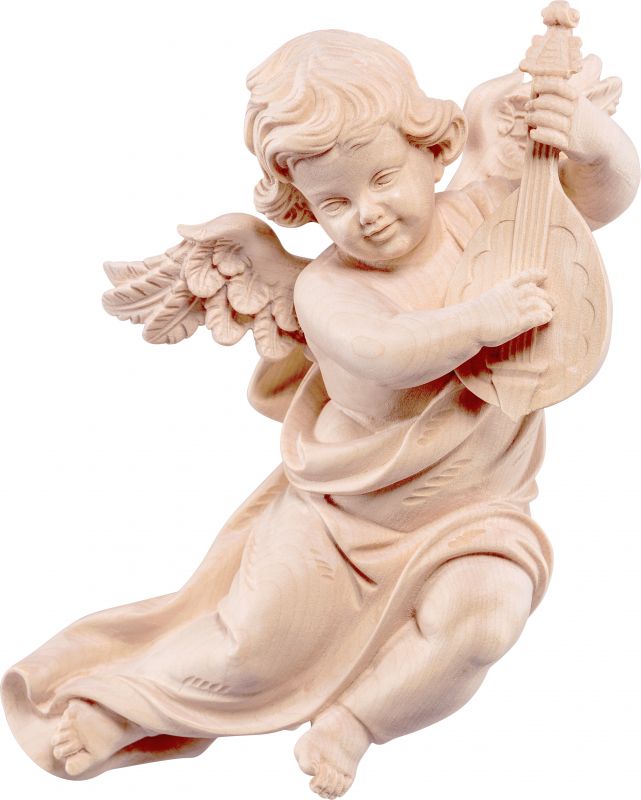 putto mariano con mandolino - demetz - deur - statua in legno dipinta a mano. altezza pari a 14 cm.