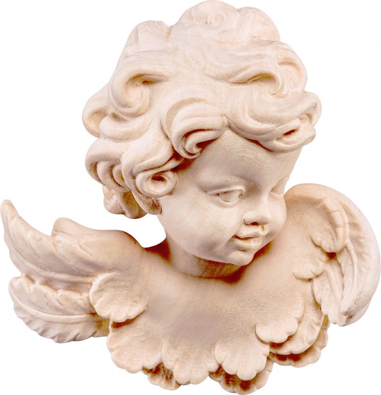 testina d'angelo sx - demetz - deur - statua in legno dipinta a mano. altezza pari a 14 cm.