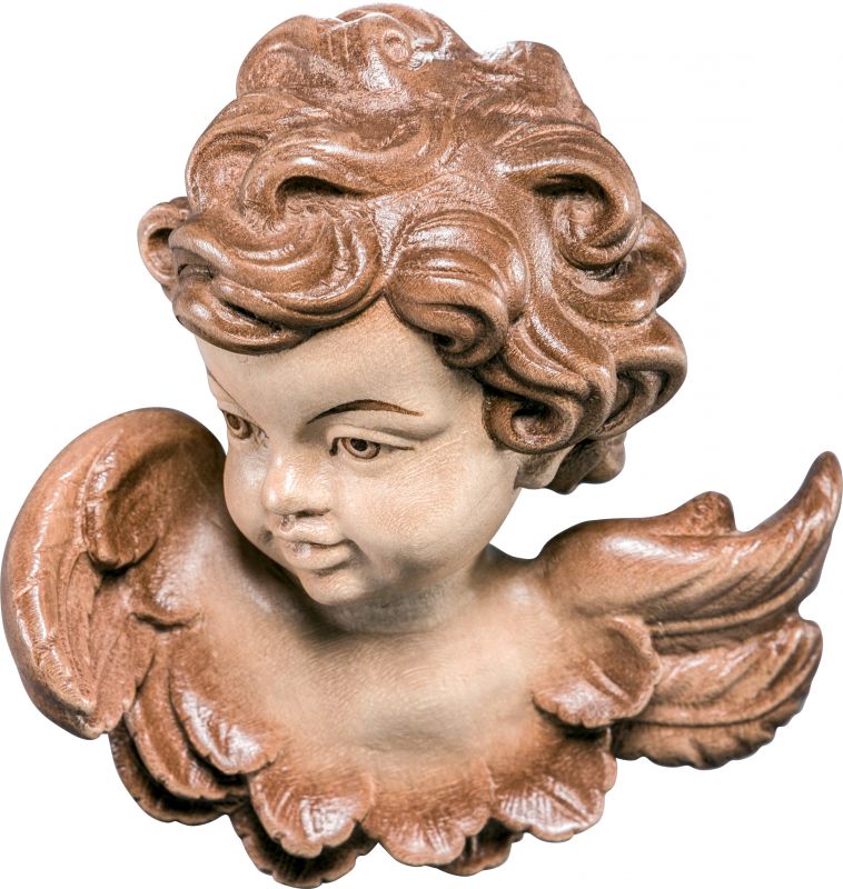 testina d'angelo dx - demetz - deur - statua in legno dipinta a mano. altezza pari a 7 cm.