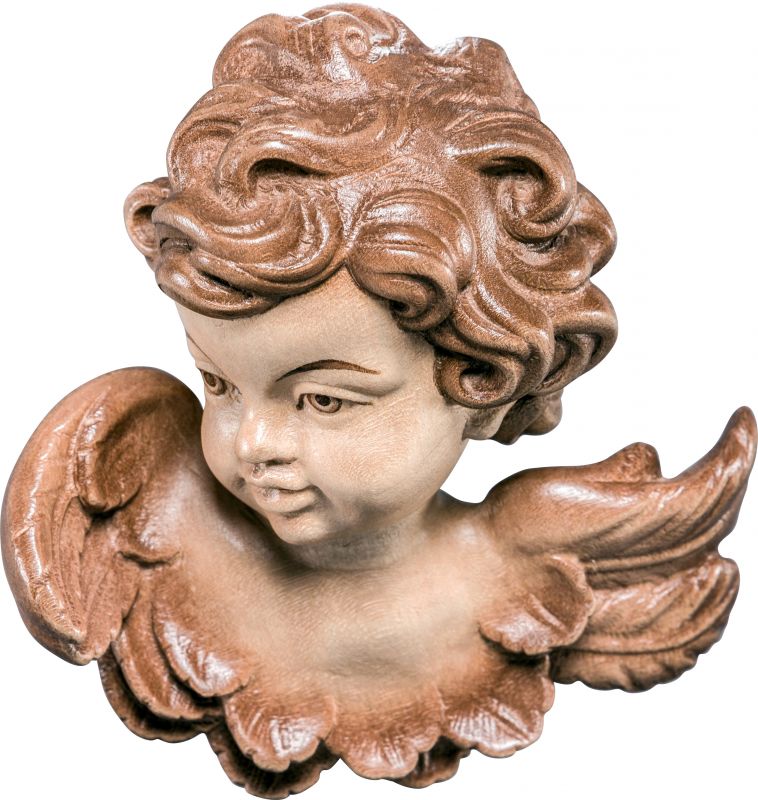 testina d'angelo dx - demetz - deur - statua in legno dipinta a mano. altezza pari a 11 cm.