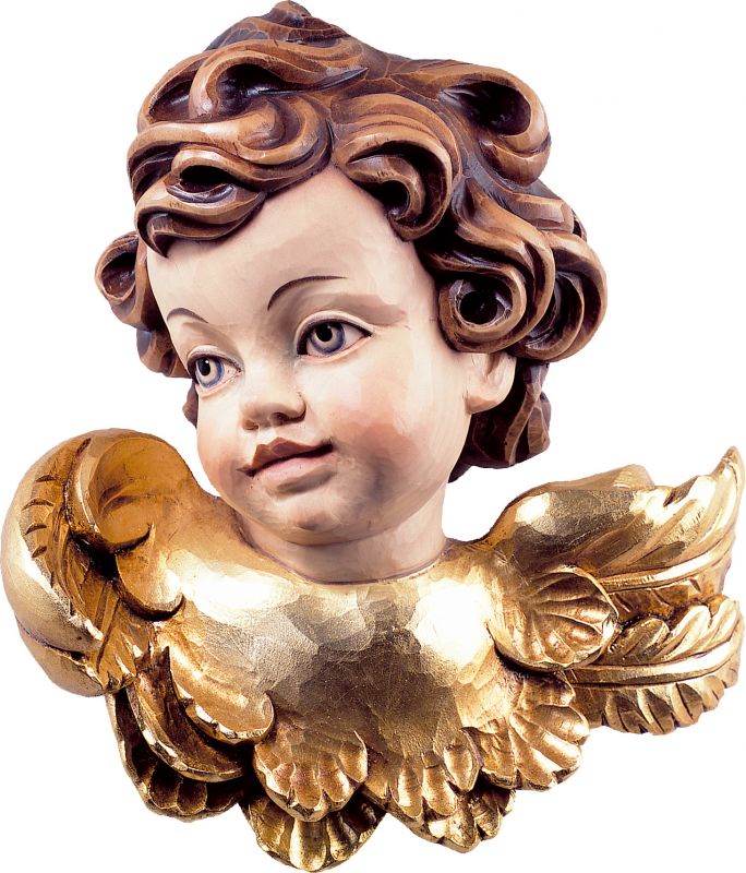 testina d'angelo dx - demetz - deur - statua in legno dipinta a mano. altezza pari a 7 cm.