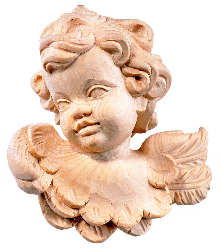 tastina d'angelo cirmolo dx - demetz - deur - statua in legno dipinta a mano. altezza pari a 9 cm.