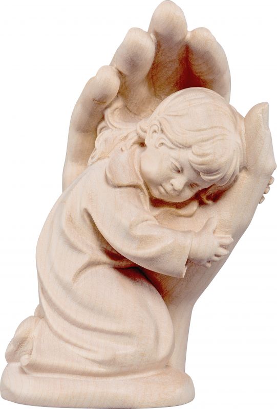 mano protettrice da poggiare con bambina - demetz - deur - statua in legno dipinta a mano. altezza pari a 7 cm.