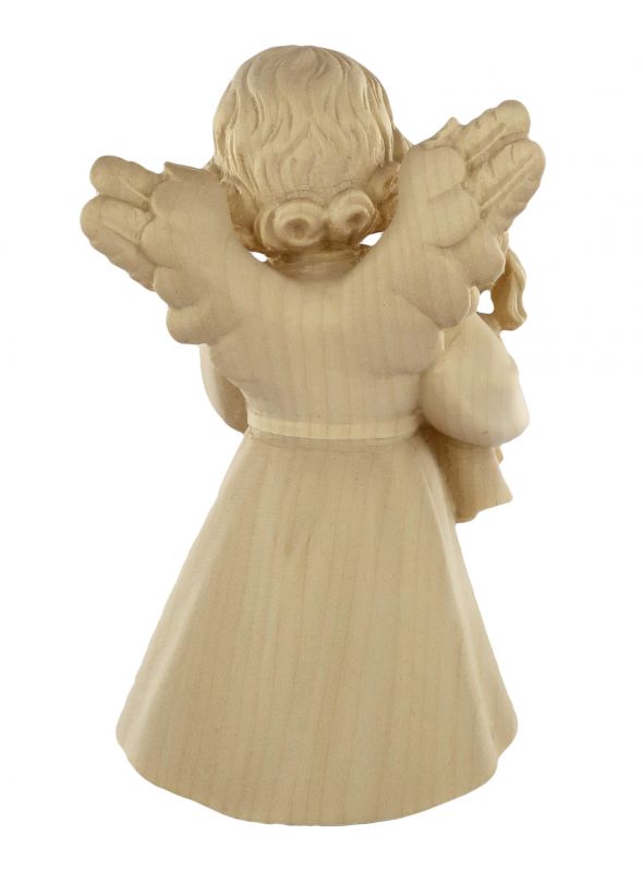 statuina dell'angioletto con bambola, linea da 14 cm, in legno naturale, collezione angeli sissi - demetz deur