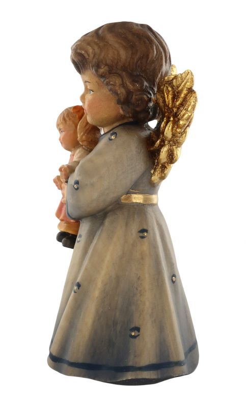 statuina dell'angioletto con bambola, linea da 10 cm, in legno dipinto a mano, collezione angeli sissi - demetz deur