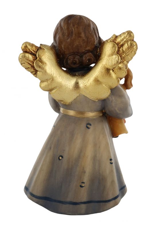 statuina dell'angioletto con bambola, linea da 10 cm, in legno dipinto a mano, collezione angeli sissi - demetz deur