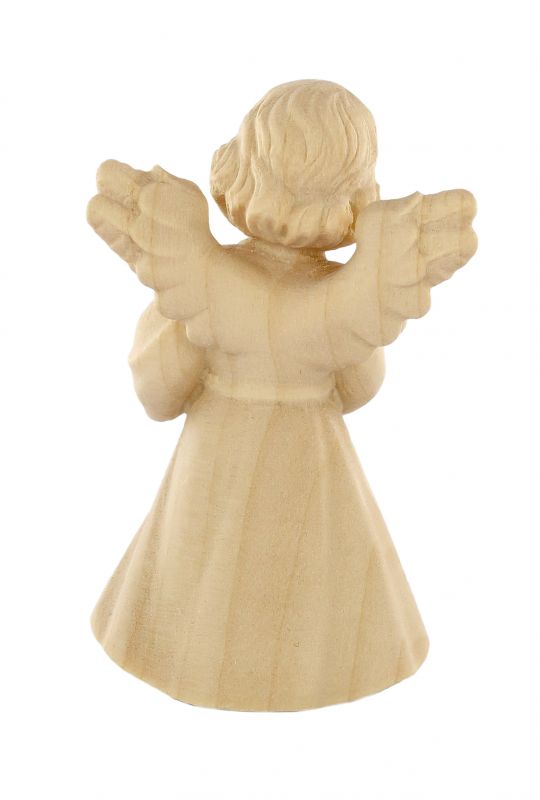 statuina dell'angioletto con pacchetto regalo, linea da 7 cm, in legno naturale, collezione angeli sissi - demetz deur