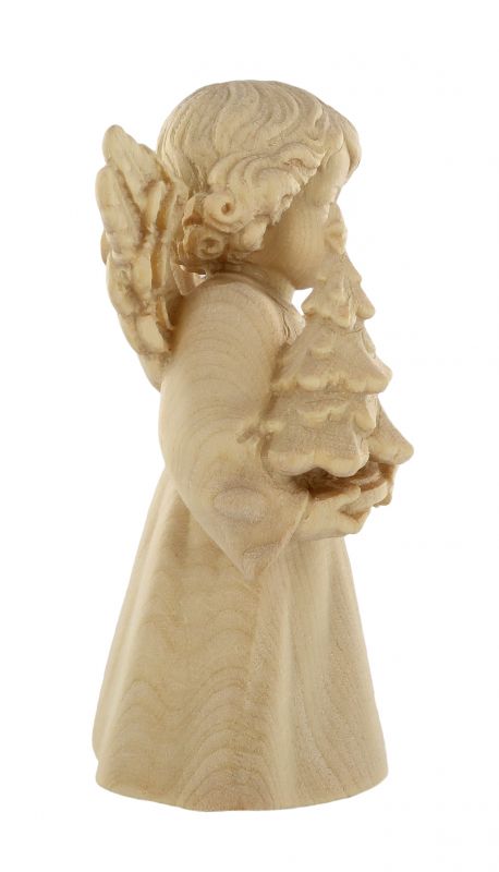 statuina dell'angioletto con alberello di natale, linea da 10 cm, in legno naturale, collezione angeli sissi - demetz deur