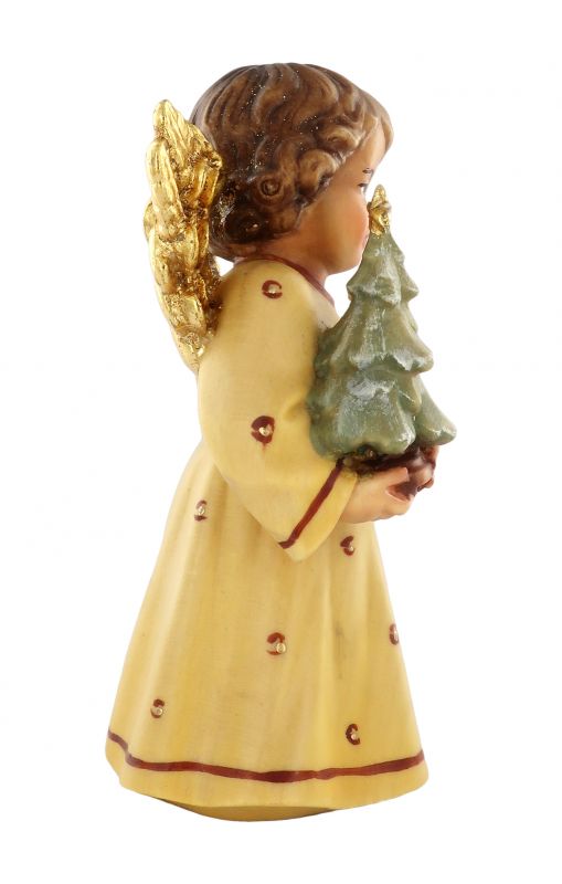 statuina dell'angioletto con alberello di natale, linea da 10 cm, in legno dipinto a mano, collezione angeli sissi - demetz deur