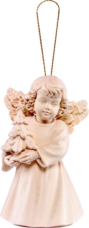 angelo sissi con alberello da appendere - demetz - deur - statua in legno dipinta a mano. altezza pari a 5 cm.