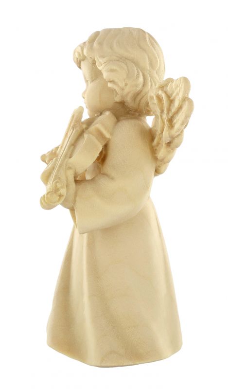 statuina dell'angioletto con violino, linea da 10 cm, in legno naturale, collezione angeli sissi - demetz deur