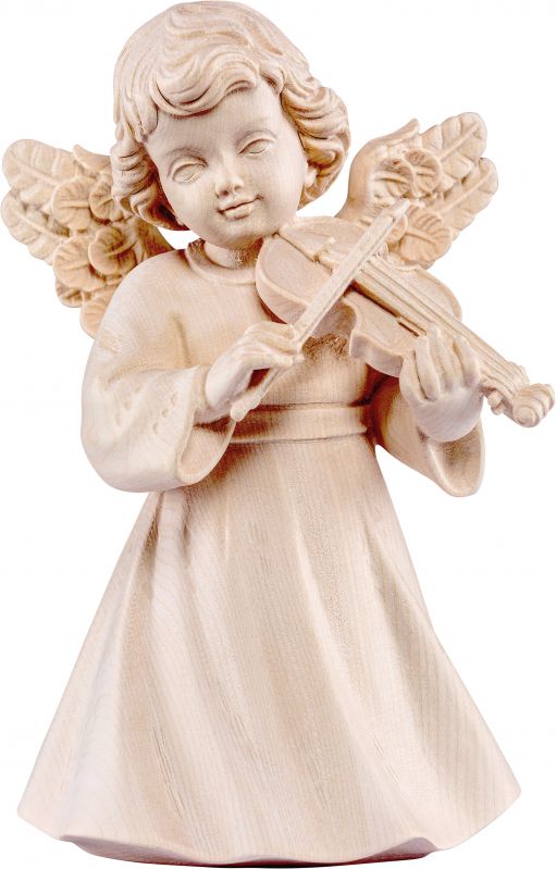 statuina dell'angioletto con violino, linea da 20 cm, in legno naturale, collezione angeli sissi - demetz deur