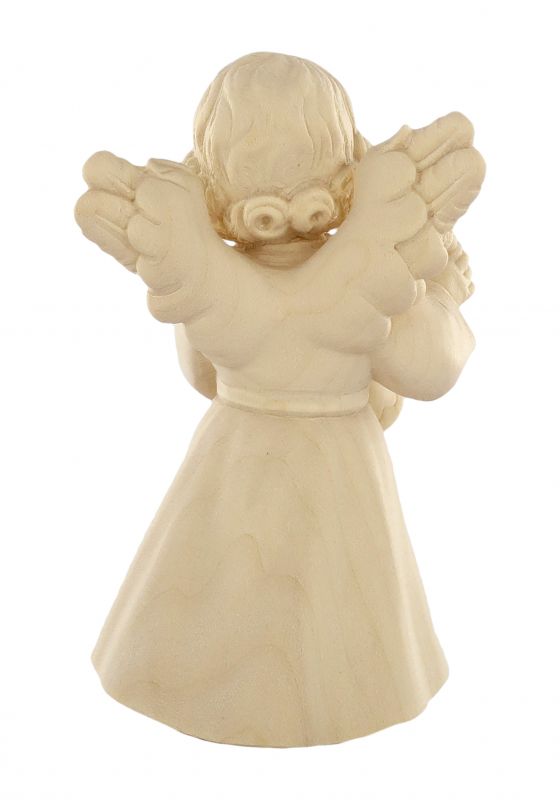 statuina dell'angioletto con campanelline, linea da 10 cm, in legno naturale, collezione angeli sissi - demetz deur