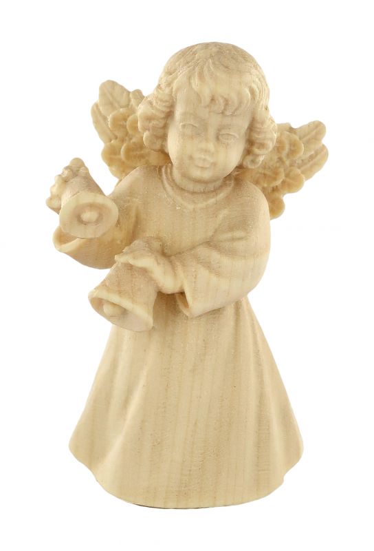 statuina dell'angioletto con campanelline, linea da 7 cm, in legno naturale, collezione angeli sissi - demetz deur