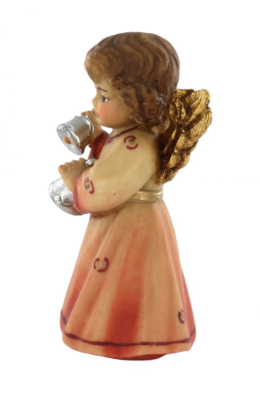 statuina dell'angioletto con campanelle, linea da 7 cm, in legno dipinto a mano, collezione angeli sissi - demetz deur