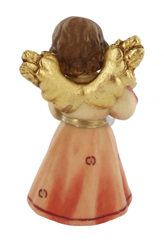 statuina dell'angioletto con campanelle, linea da 7 cm, in legno dipinto a mano, collezione angeli sissi - demetz deur