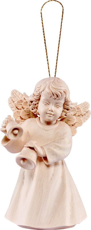 angelo sissi con campanelline da appendere - demetz - deur - statua in legno dipinta a mano. altezza pari a 5 cm.