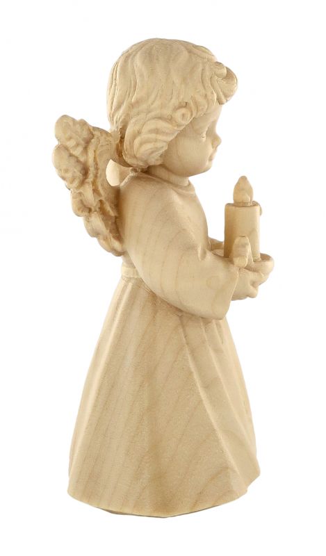 statuina dell'angioletto con candela, linea da 10 cm, in legno naturale, collezione angeli sissi - demetz deur