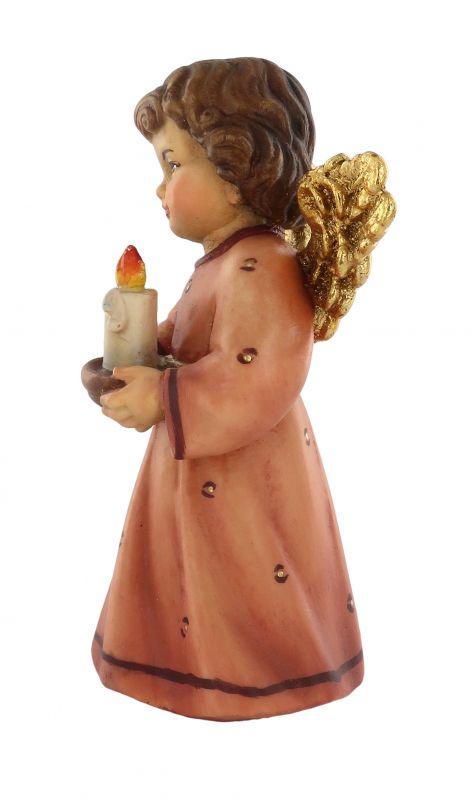 statuina dell'angioletto con candela, linea da 10 cm, in legno dipinto a mano, collezione angeli sissi - demetz deur