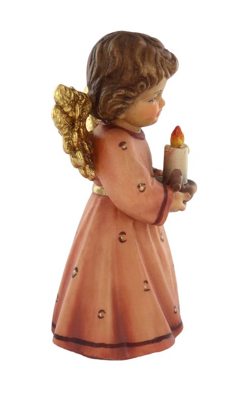 statuina dell'angioletto con candela, linea da 10 cm, in legno dipinto a mano, collezione angeli sissi - demetz deur